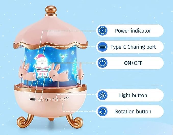 STEFLON Children's Night Light Rabbit Sky Projector – 360° Rotating LED Galaxy Projector with 6 Film Sets & 5 Colors – Star Projection Lamp for Kids Room, Nursery, Bedroom – Magical Bunny Night Light.