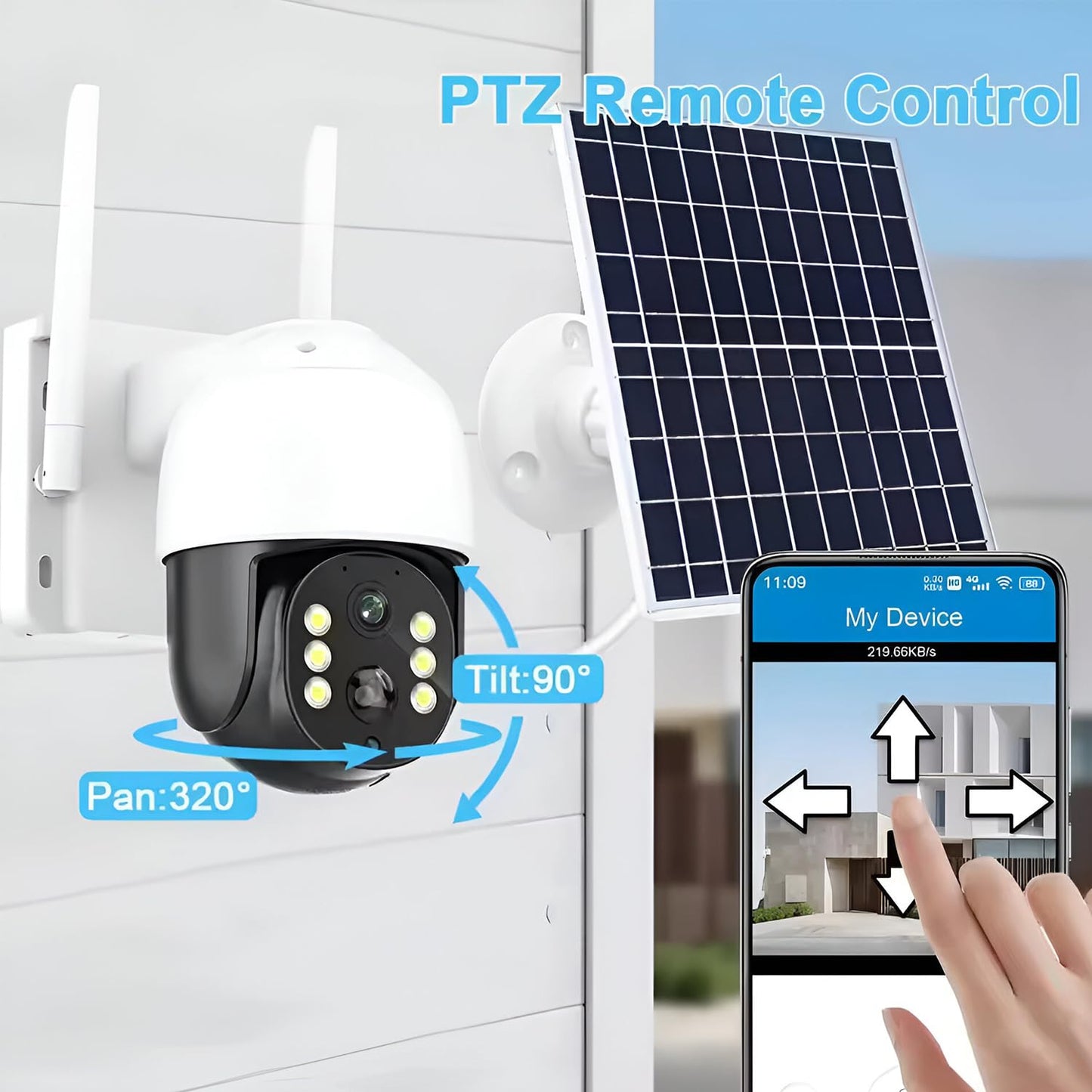 GIGAWATTS Solar 4G CCTV Single Camera with 7W Panel 5MP & 10W Battery Water-Resistant Automatic On/Off Motion Sensor Solar Security Cam for Garden Parking Garage Basement Farms (Pack of 1, White)