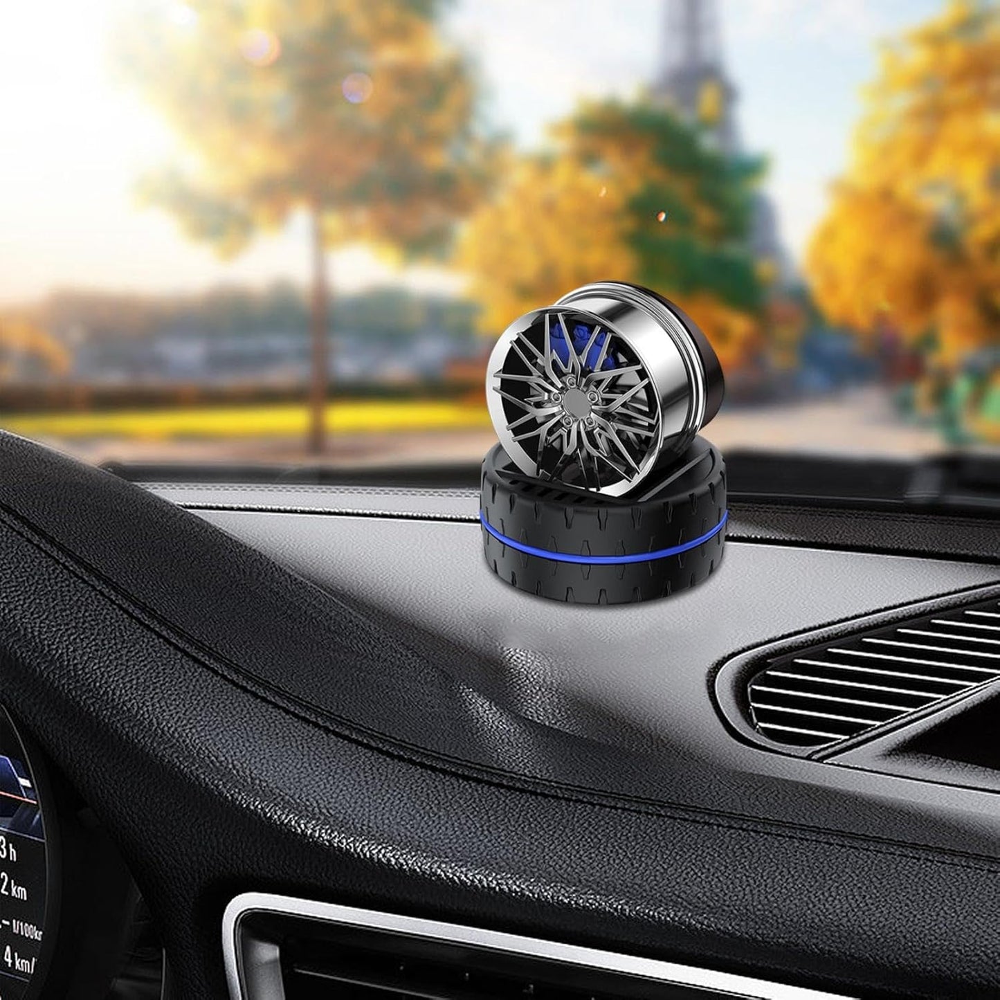 Rotary Solar Car Air Freshener – Stylish Wheel Design | Solar Powered Car Perfume