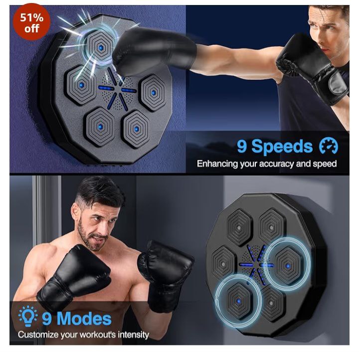 Beyn 2025 New Music Boxing Machine with Two Pairs of Gloves Upgraded 2.0 Smart Bluetooth Music Boxing Parent-Child Games Wall-Mounted Exercise Equipment for Home