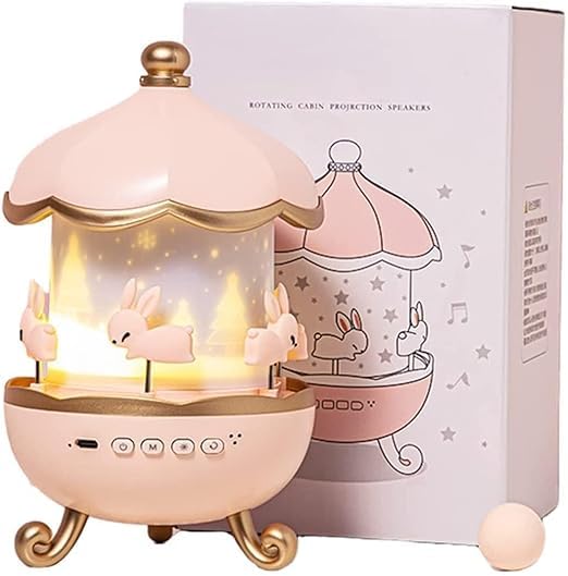 STEFLON Children's Night Light Rabbit Sky Projector – 360° Rotating LED Galaxy Projector with 6 Film Sets & 5 Colors – Star Projection Lamp for Kids Room, Nursery, Bedroom – Magical Bunny Night Light.