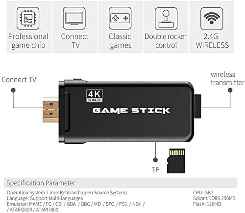 SSR Wireless Video Games for tv Gaming Retro Gaming Console with Game Stick 1080p Plug & Play TV Video Game Set for 2 Player with 9Emulator for Kids & Old School Station Video Game
