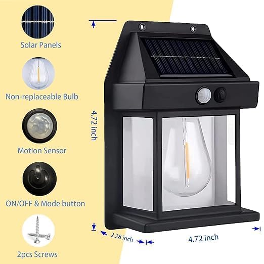 Solar Interaction Wall Lamp with 800LM Brightness 1800 mAh Battery Capacity + 120 deg Sensing Angle of Infrared Induction for Home Use Pack of 1