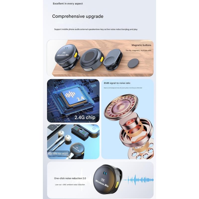 KACHEEG J6 Wireless Lavalier Microphone | Bluetooth, Noise Reduction, Voice Activated