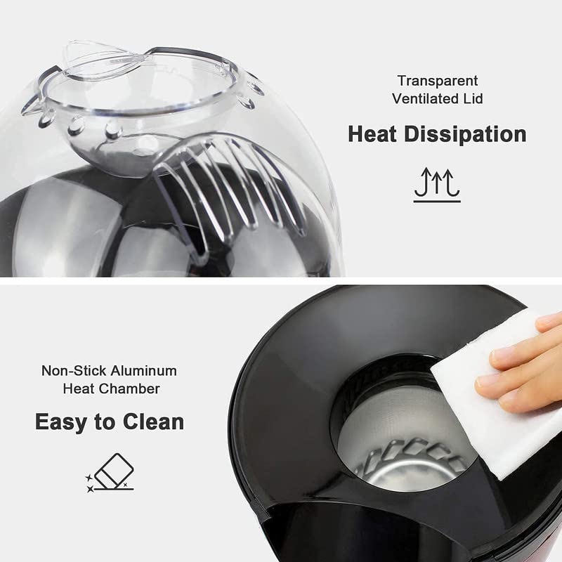 TechKing (𝐇𝐎𝐓 𝐃𝐄𝐀𝐋 𝐖𝐈𝐓𝐇 𝟏𝟕 𝐘𝐄𝐀𝐑𝐒 𝐖𝐀𝐑𝐑𝐀𝐍𝐓𝐘) Hot Air Popcorn Maker, Automatic instant Pop Corn Maker, Compact Tabletop Corn Kernel Air Popper with 3 Containers for Home