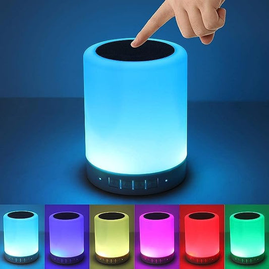 Wireless Night Light LED Touch Lamp Speaker with Portable Bluetooth & HiFi Speaker with Smart Colour Changing Touch Control USB Rechargable (Multicolor)