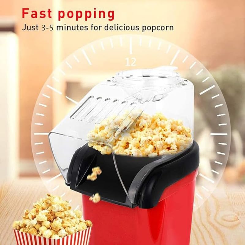 TechKing (𝐇𝐎𝐓 𝐃𝐄𝐀𝐋 𝐖𝐈𝐓𝐇 𝟏𝟕 𝐘𝐄𝐀𝐑𝐒 𝐖𝐀𝐑𝐑𝐀𝐍𝐓𝐘) Hot Air Popcorn Maker, Automatic instant Pop Corn Maker, Compact Tabletop Corn Kernel Air Popper with 3 Containers for Home