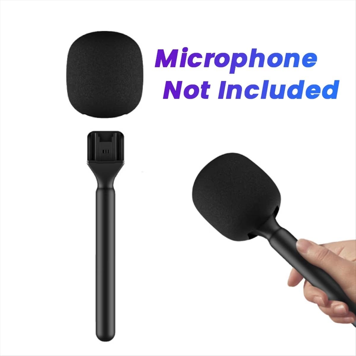 BKN Aluminum Alloy Wireless Microphone Handheld Stick | Interview, YouTube Video & Podcast | Stick with Windshield Foam | Plug and Play Portable Microphone Stick for Rode Wireless Go/DJI