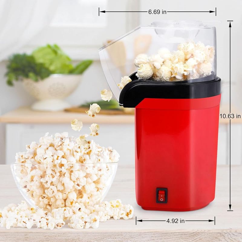 TechKing (𝐇𝐎𝐓 𝐃𝐄𝐀𝐋 𝐖𝐈𝐓𝐇 𝟏𝟕 𝐘𝐄𝐀𝐑𝐒 𝐖𝐀𝐑𝐑𝐀𝐍𝐓𝐘) Hot Air Popcorn Maker, Automatic instant Pop Corn Maker, Compact Tabletop Corn Kernel Air Popper with 3 Containers for Home