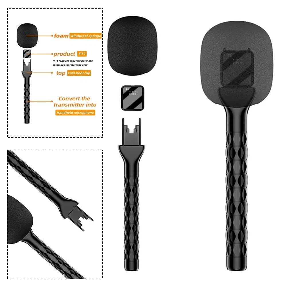 BKN Aluminum Alloy Wireless Microphone Handheld Stick | Interview, YouTube Video & Podcast | Stick with Windshield Foam | Plug and Play Portable Microphone Stick for Rode Wireless Go/DJI