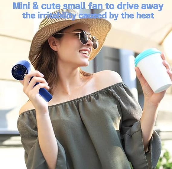 NETZILLA Portable Mini Handheld Fan USB Rechargeable 5 Feathers Large Airflow 3 Levels 2200mAh Battery With Mobile Stand of Air Flow Adjustment (ma)