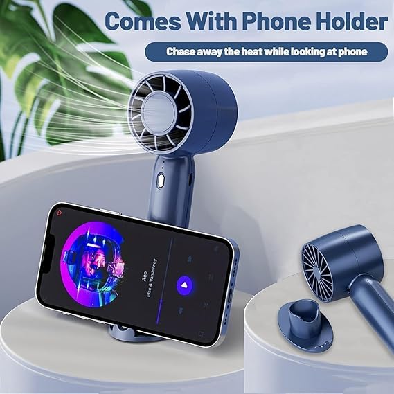 NETZILLA Portable Mini Handheld Fan USB Rechargeable 5 Feathers Large Airflow 3 Levels 2200mAh Battery With Mobile Stand of Air Flow Adjustment (ma)