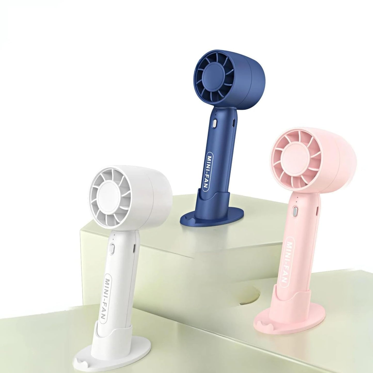 NETZILLA Portable Mini Handheld Fan USB Rechargeable 5 Feathers Large Airflow 3 Levels 2200mAh Battery With Mobile Stand of Air Flow Adjustment (ma)