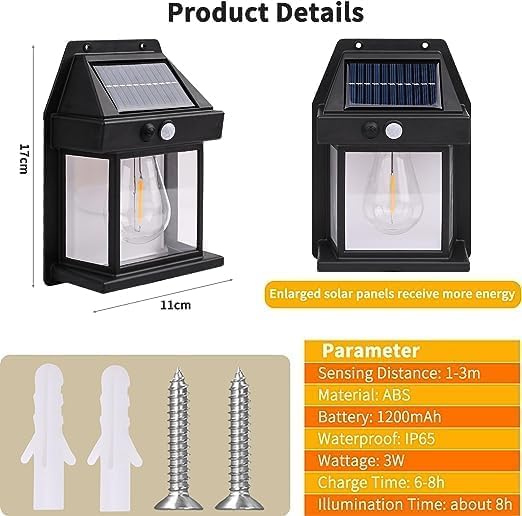 Solar Interaction Wall Lamp with 800LM Brightness 1800 mAh Battery Capacity + 120 deg Sensing Angle of Infrared Induction for Home Use Pack of 1