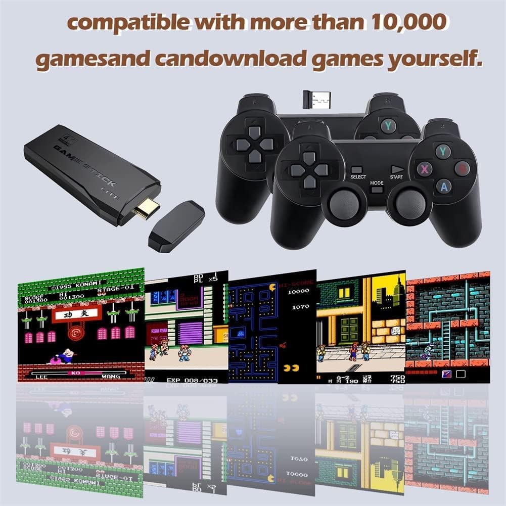 SSR Wireless Video Games for tv Gaming Retro Gaming Console with Game Stick 1080p Plug & Play TV Video Game Set for 2 Player with 9Emulator for Kids & Old School Station Video Game