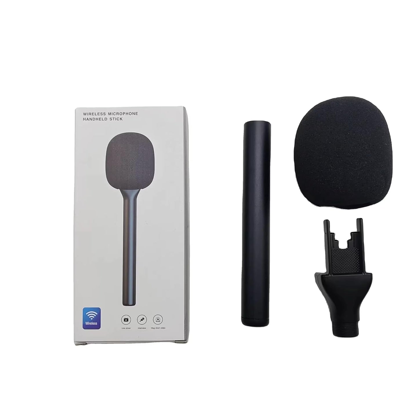 BKN Aluminum Alloy Wireless Microphone Handheld Stick | Interview, YouTube Video & Podcast | Stick with Windshield Foam | Plug and Play Portable Microphone Stick for Rode Wireless Go/DJI