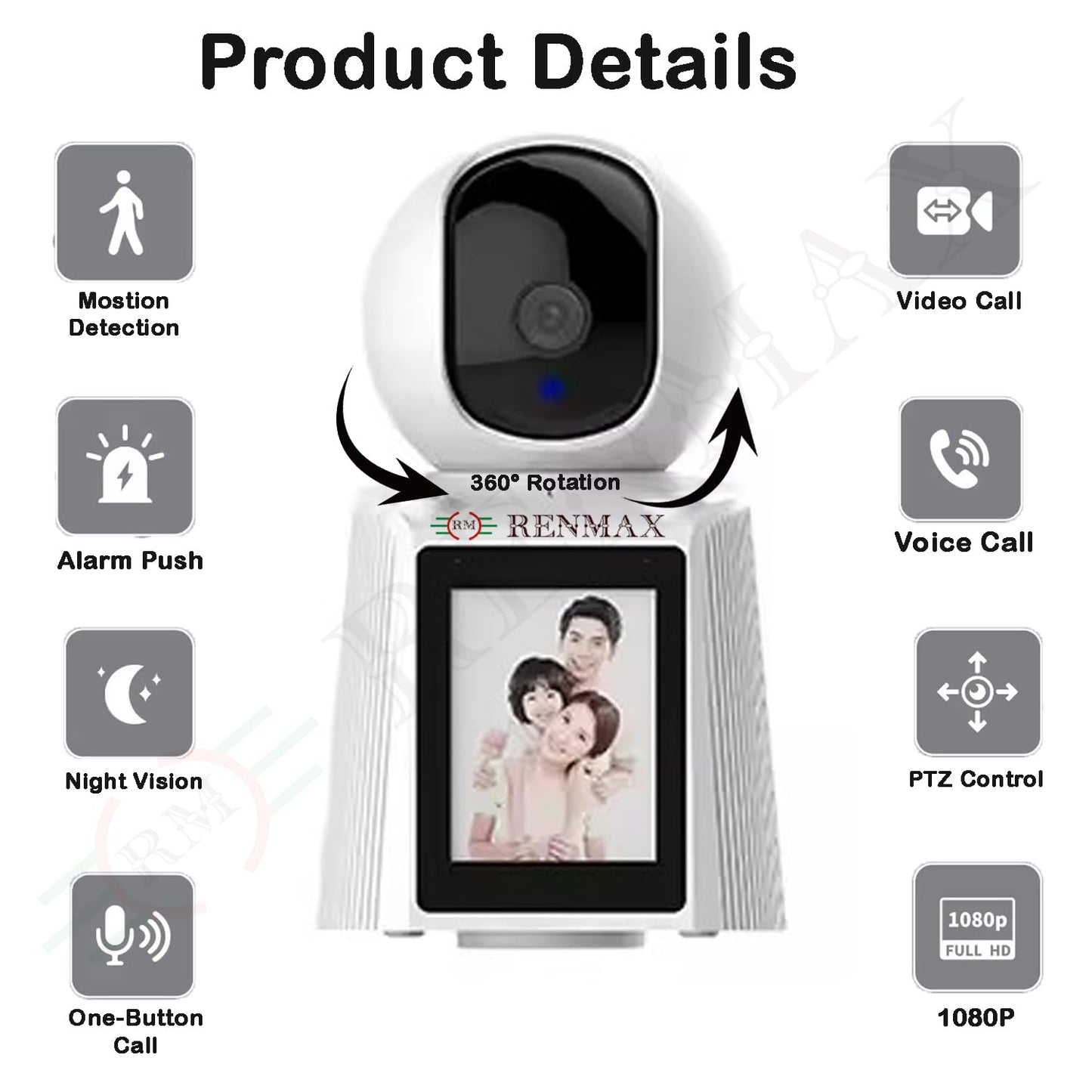 1080p Video Calling WiFi CCTV Camera Two-Way Audio Night Vision Motion Detection Security Camera (1 Channel)
