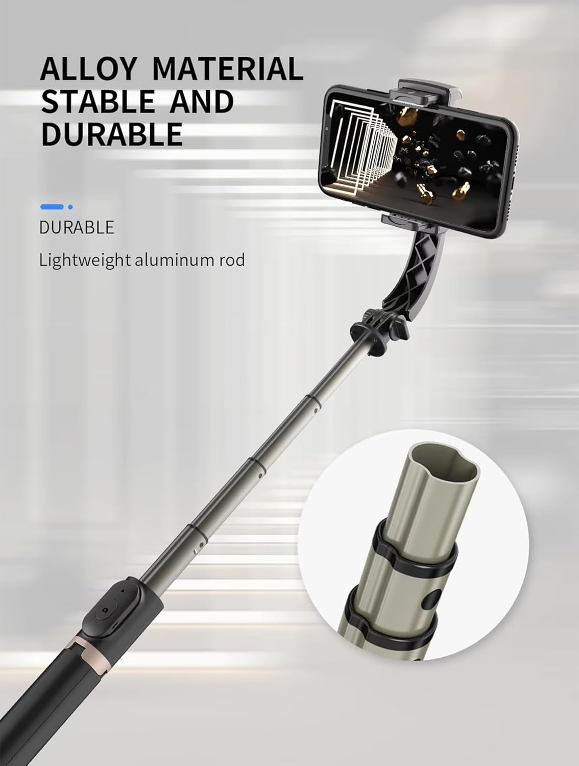 Casaquin Q08 Gimbal for Phone – 3-in-1 Selfie Stick with Tripod, Mobile Stabilizer for Smooth Photos & Videos, Black