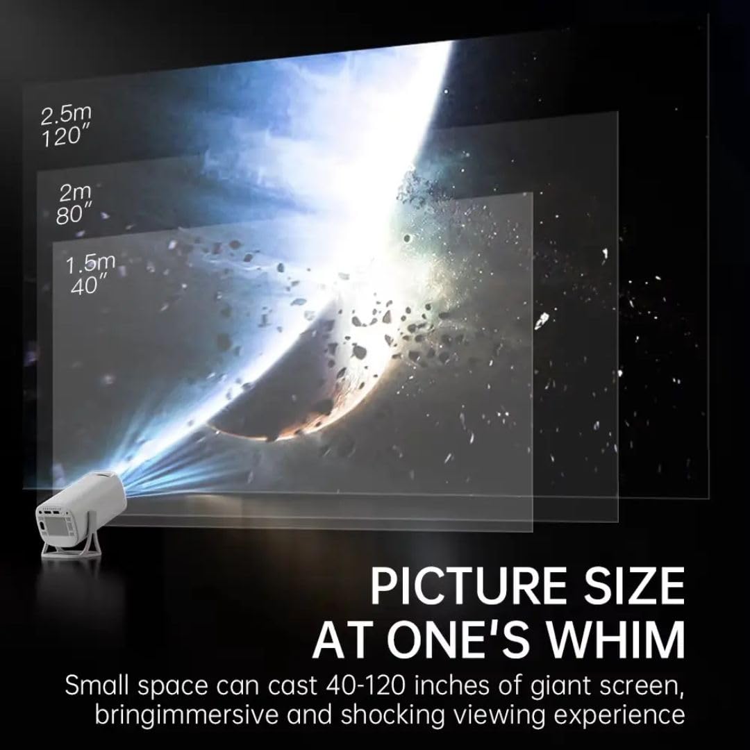 Mini Smart Android Projector With 4K Decoding FHD Display | Built-in OS | Wireless Screen Mirroring | Ultra Portable Design
