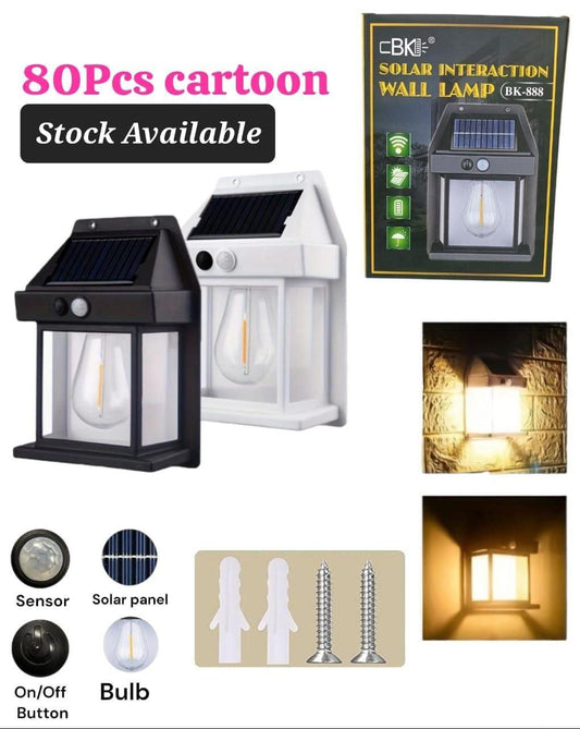 Solar Interaction Wall Lamp with 800LM Brightness 1800 mAh Battery Capacity + 120 deg Sensing Angle of Infrared Induction for Home Use Pack of 1