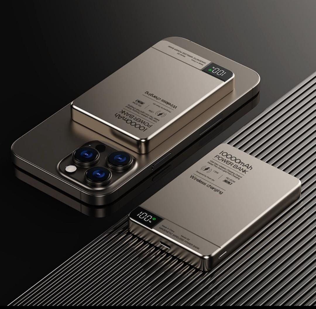 Magnetic Wireless Power Bank 10000mAh – Fast Charging Portable Battery Pack with LED Display, Type-C & USB Output