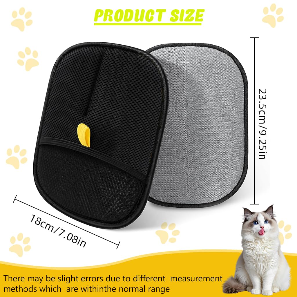 Pet Hair Removal Gloves, Static-Enhanced Pet Hair Removal Mitt, Reusable Grooming Mitt Cleaning Glove for Furniture, Carpets, Car Seats & Gentle Massage for Dogs Cats
