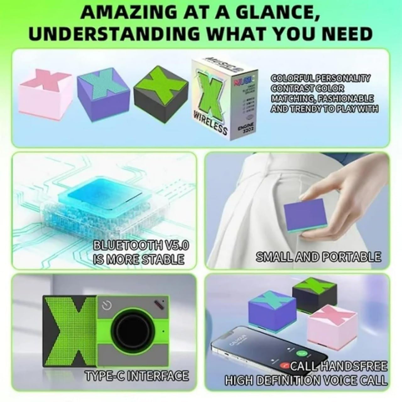 TRENWYU X1 Mini 5W Wireless Bluetooth Speaker – Portable Loud Sound Mini Speaker with 40mm Driver, Bluetooth 5.1, Pocket-Friendly Design & Inbuilt Mic