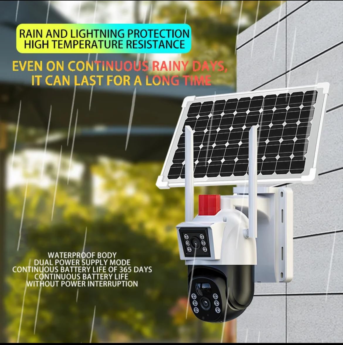 RIFFSONIC Solar 5MP + 5MP Dual Lens Full HD CCTV Security Camera | 4G Enabled, 360° Rotating View, 10Ah Li-Ion Battery, Night Vision, Audio-Video Recording, Remote Monitoring, IP66 Weatherproof