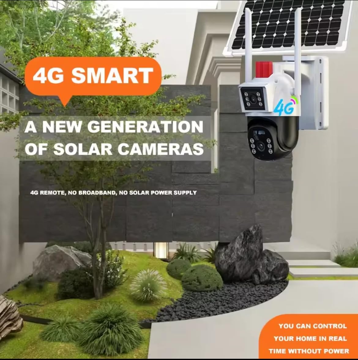 RIFFSONIC Solar 5MP + 5MP Dual Lens Full HD CCTV Security Camera | 4G Enabled, 360° Rotating View, 10Ah Li-Ion Battery, Night Vision, Audio-Video Recording, Remote Monitoring, IP66 Weatherproof
