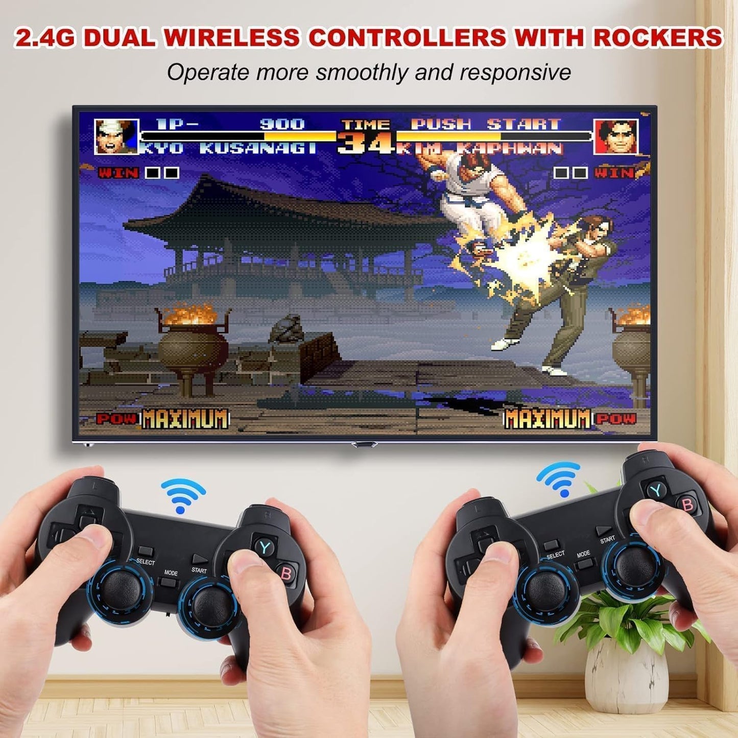 SSR Wireless Video Games for tv Gaming Retro Gaming Console with Game Stick 1080p Plug & Play TV Video Game Set for 2 Player with 9Emulator for Kids & Old School Station Video Game