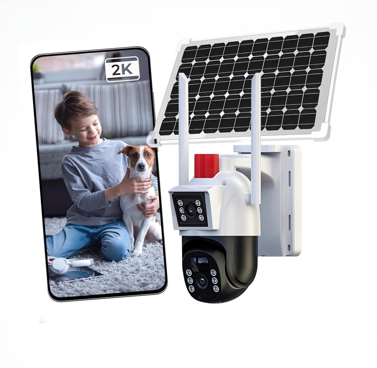 RIFFSONIC Solar 5MP + 5MP Dual Lens Full HD CCTV Security Camera | 4G Enabled, 360° Rotating View, 10Ah Li-Ion Battery, Night Vision, Audio-Video Recording, Remote Monitoring, IP66 Weatherproof