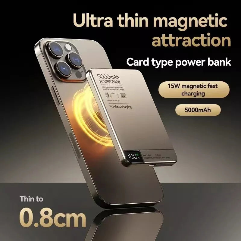 Magnetic Wireless Power Bank 10000mAh – Fast Charging Portable Battery Pack with LED Display, Type-C & USB Output